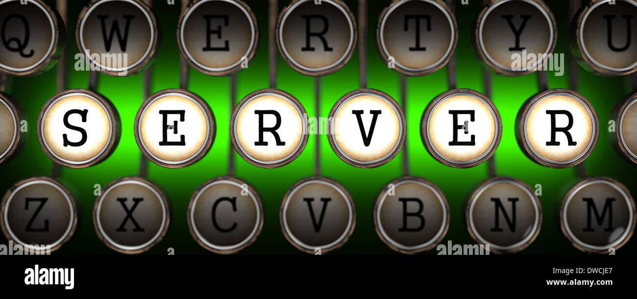 Server auf alte Schreibmaschine Tasten. Stockfoto Server auf alte Schreibmaschine Tasten. Stockfoto