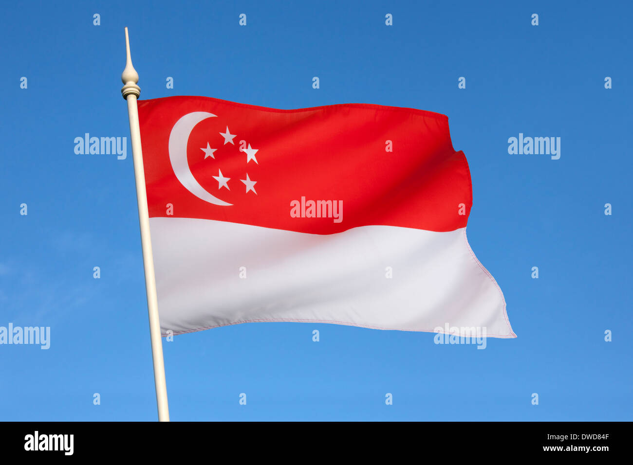 Die Nationalflagge von Singapur Stockfoto