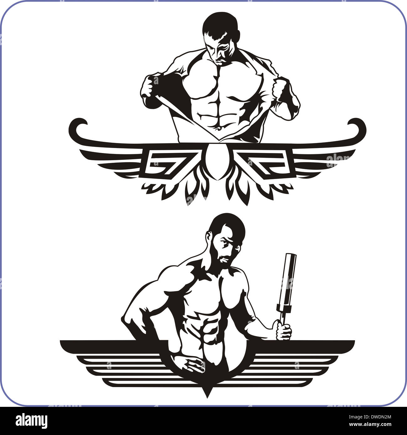 Bodybuilding und Fitness - Illustration. Stockfoto