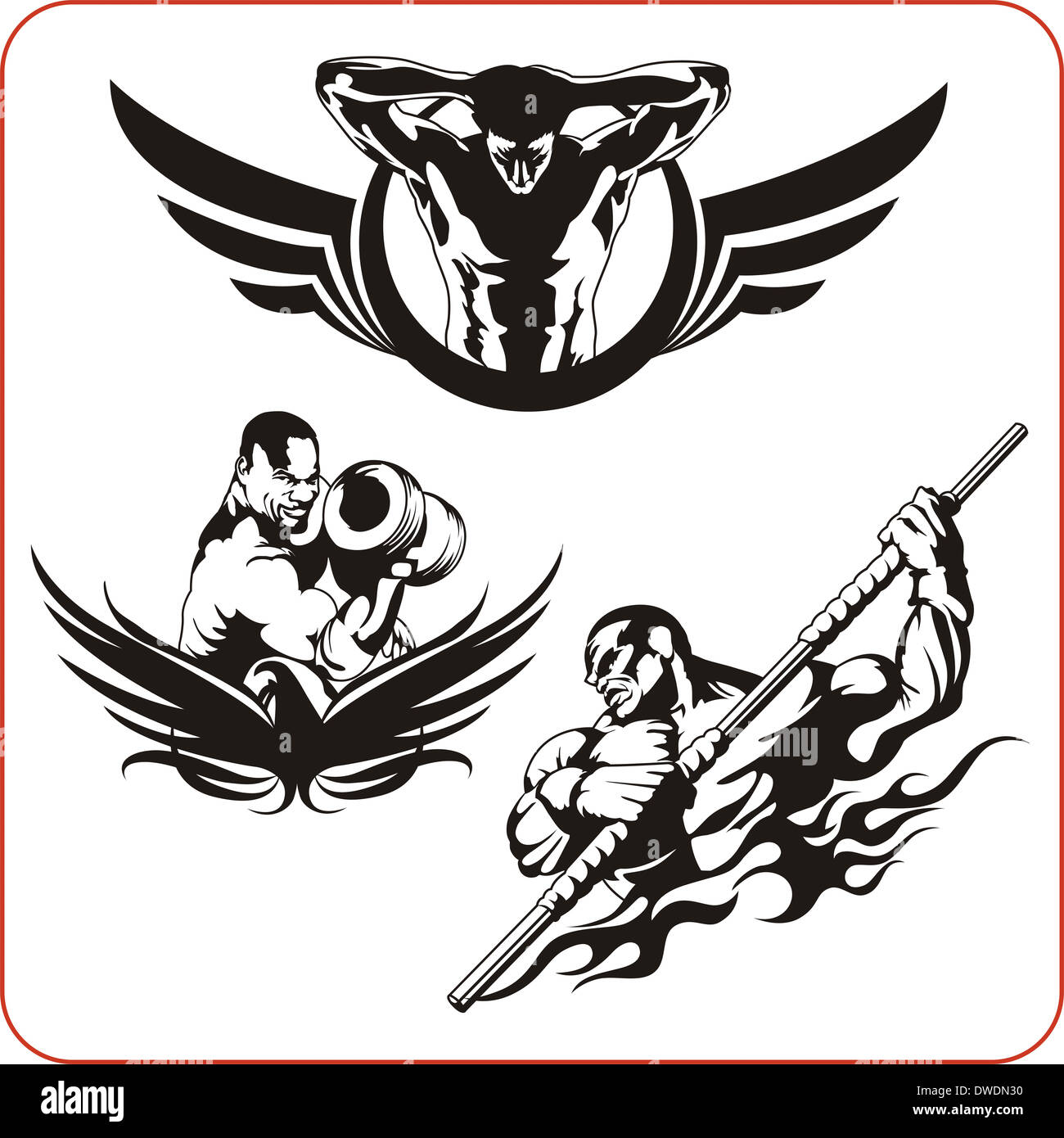 Bodybuilding und Fitness - Illustration. Stockfoto