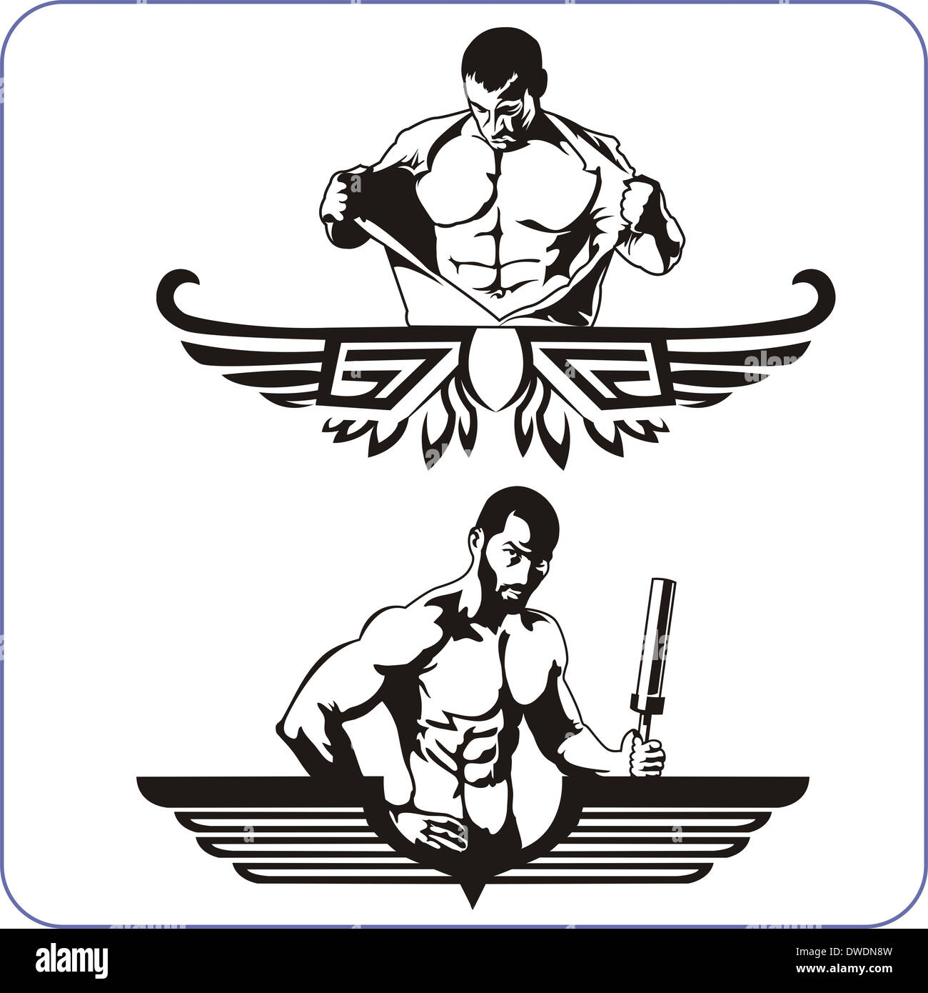 Bodybuilding und Fitness - Illustration. Stockfoto