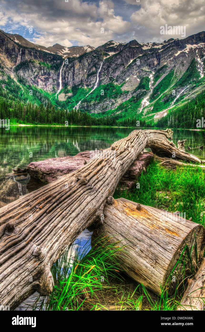 Malerische Aussicht auf die Berge, Avalanche Lake, Glacier Nationalpark Montana USA Stockfoto