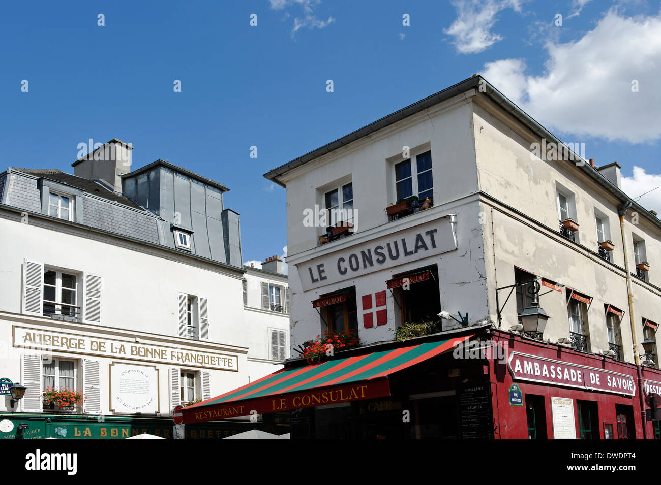 Frankreich, Paris, 18. Arrondissement, Montmartre, Blick zum Restaurant Le Consulat Stockfoto