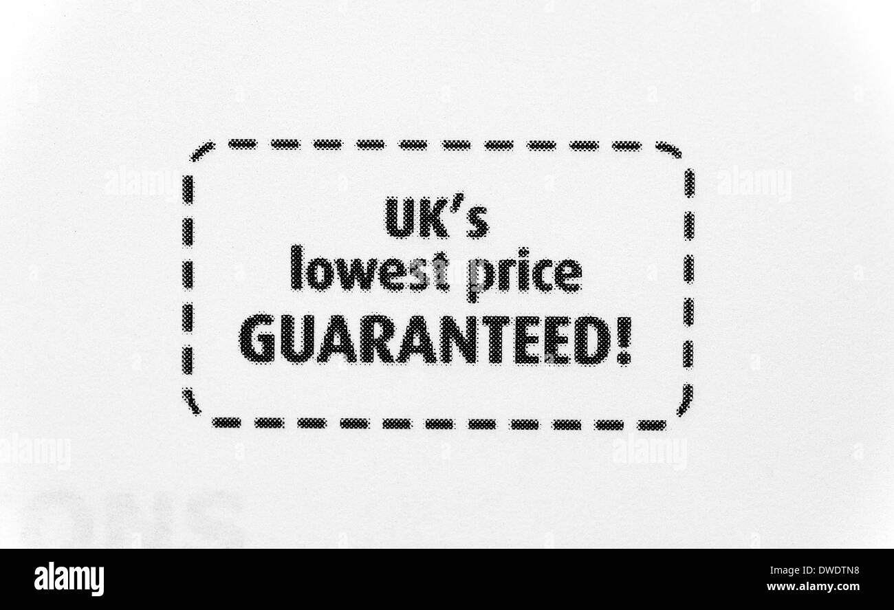 Großbritanniens niedrigste Preise garantiert Stockfoto