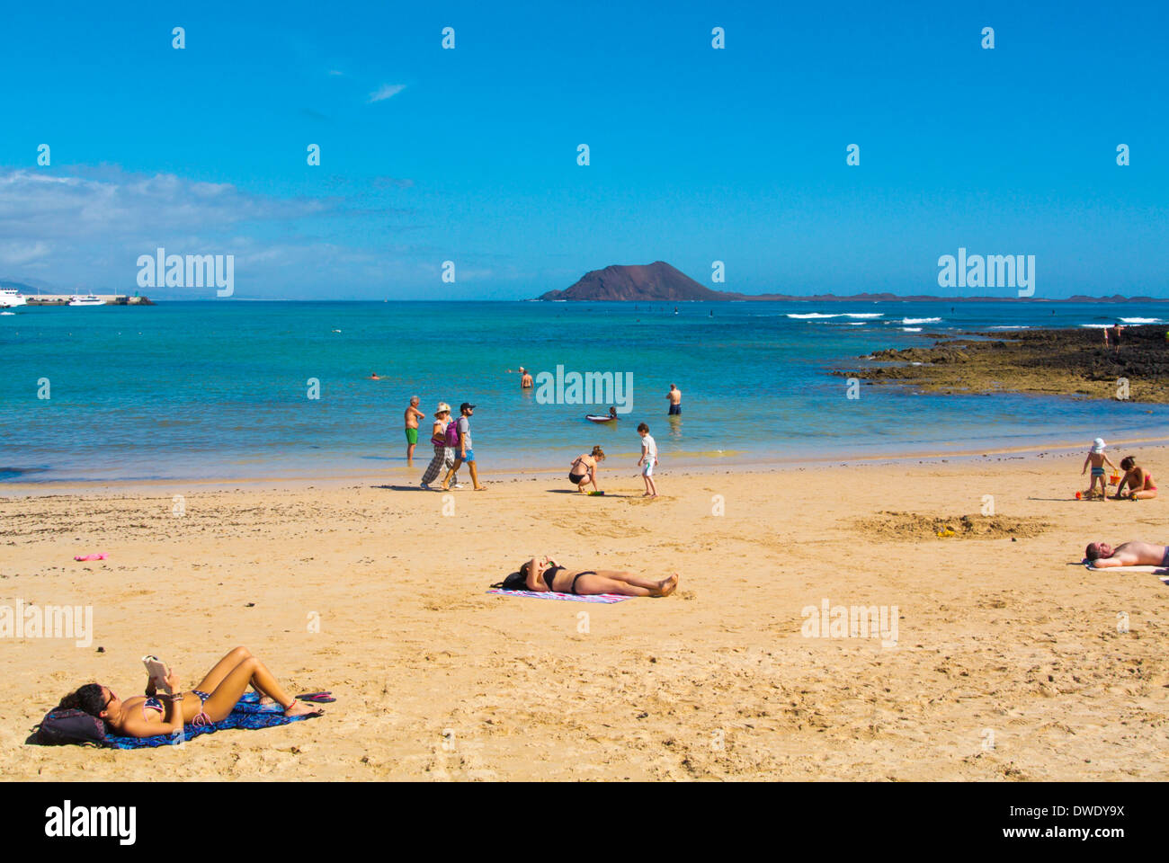 Strand Playa Corralejo Viejo, Corralejo, Fuerteventura, Kanarische Inseln, Spanien, Europa Stockfoto