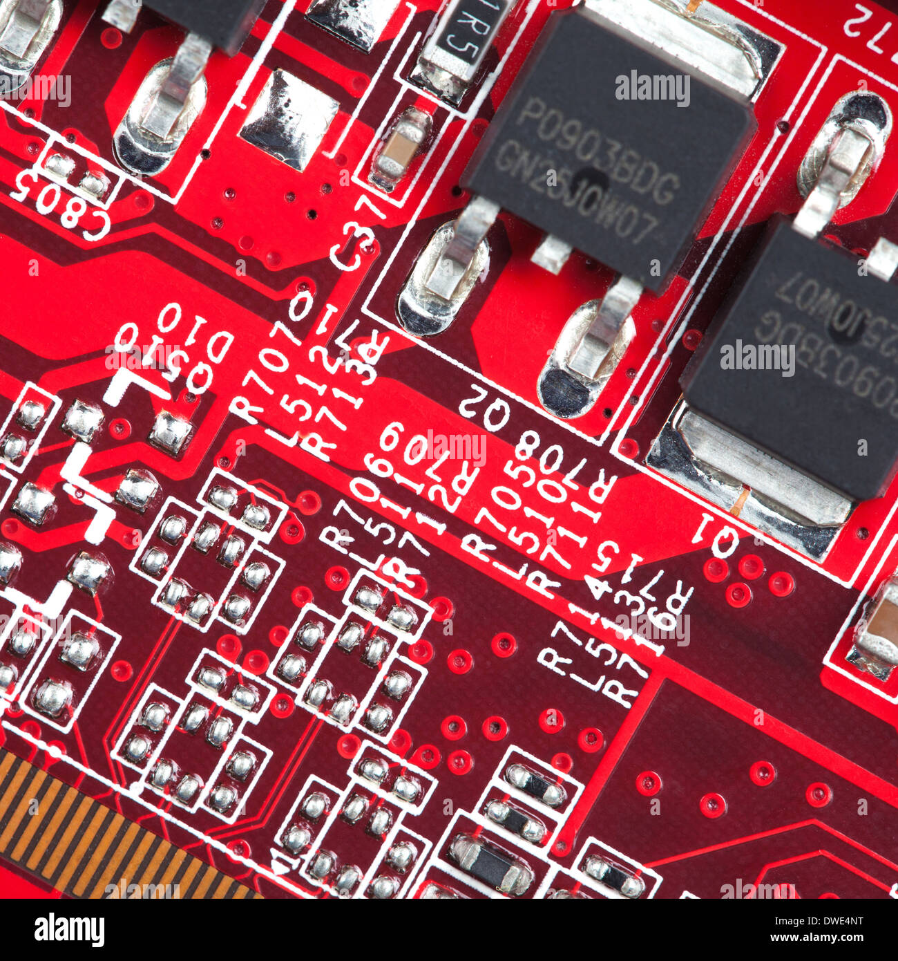 Roten Elektronikplatine Stockfoto