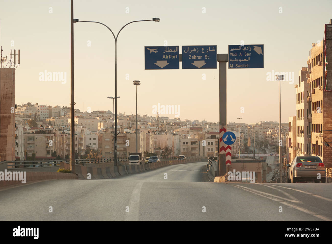 Straßen in den frühen Morgenstunden in Amman, Jordanien. Nahost-Stadtansicht Stockfoto