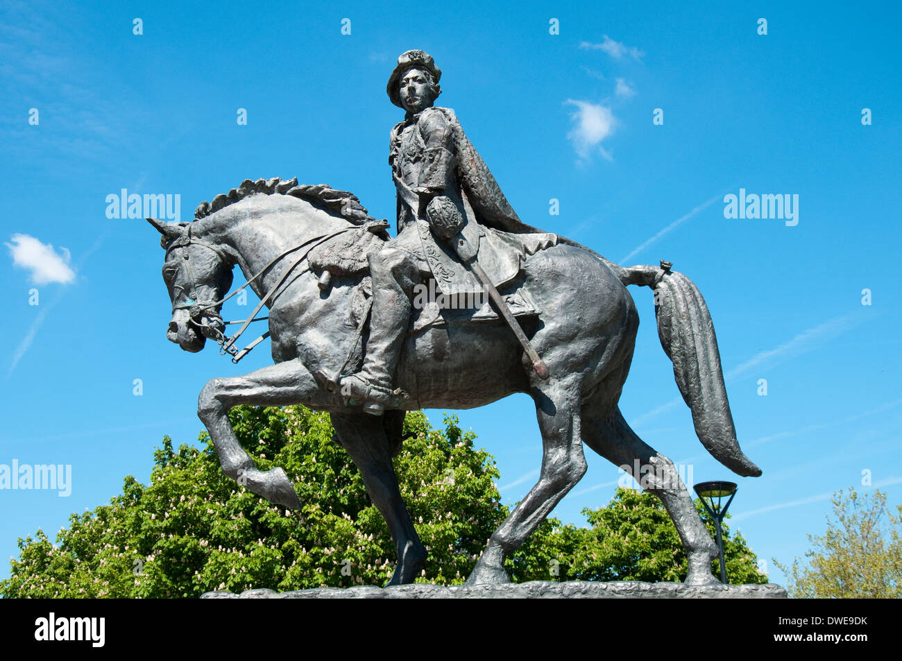 Bonnie Prince Charlie Statue im Stadtzentrum von Derby, Derbyshire England UK Stockfoto