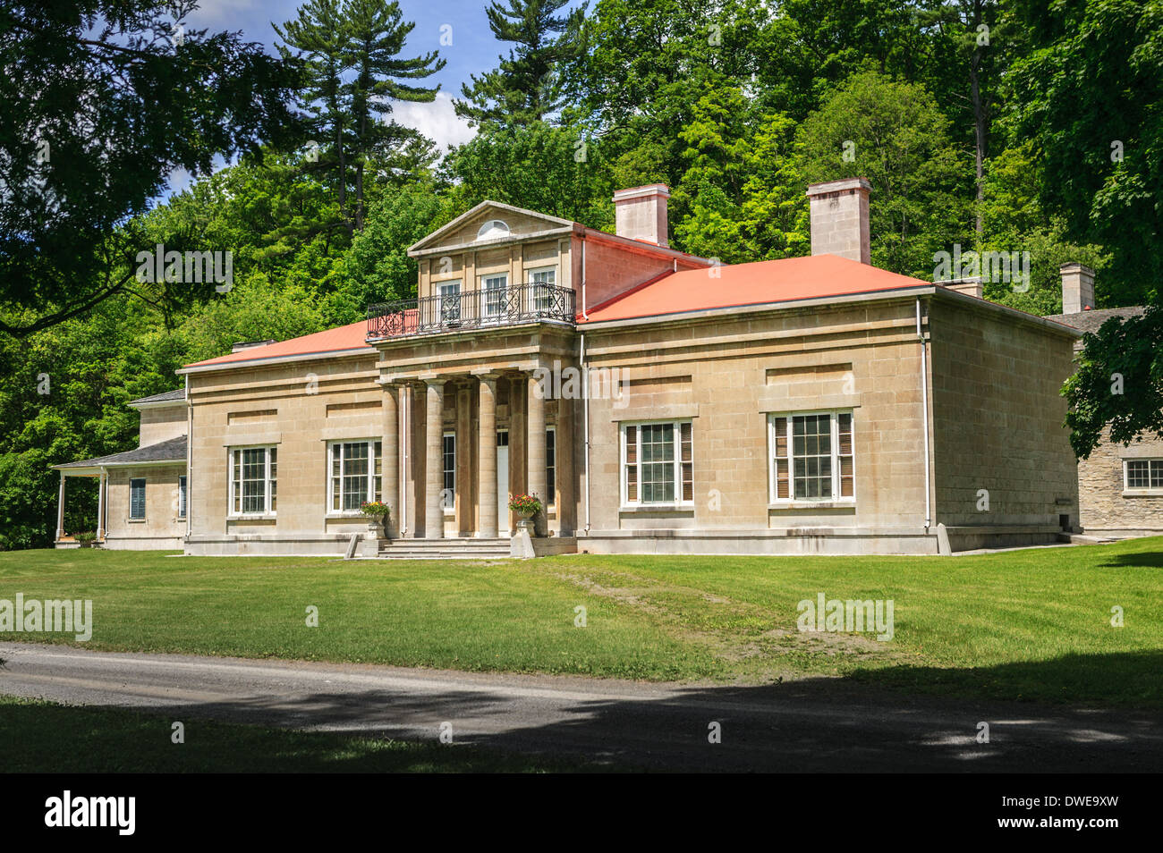 Hyde Hall, 1817, Architekten Philip Hooker, Neo-klassizistischen Herrenhaus Otsego Lake, Cooperstown, New York State, USA Stockfoto