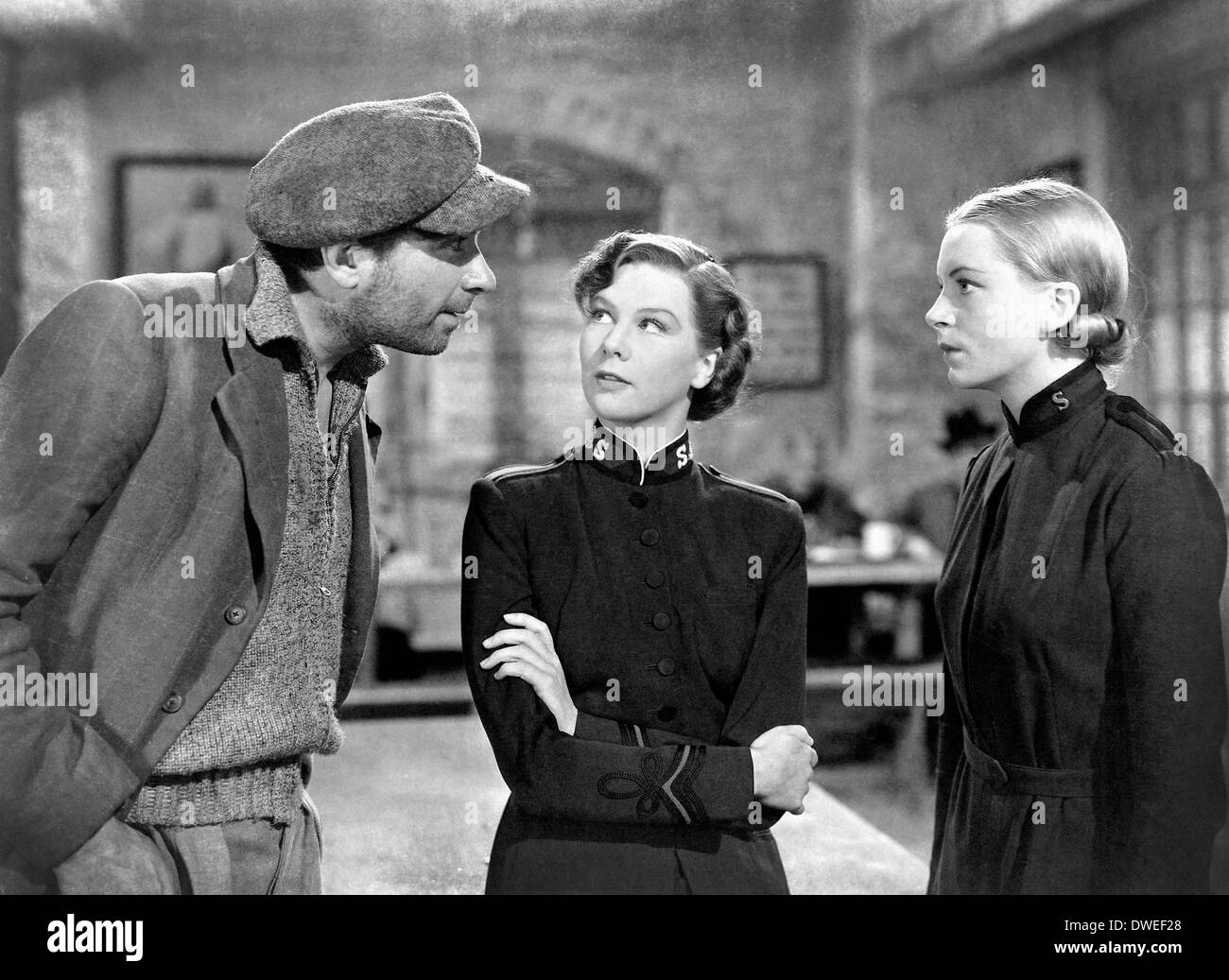 Robert Newton, Wendy Hiller und Deborah Kerr, auf - Set des Films, "Major Barbara" unter der Regie von Gabriel Pascal, 1941 Stockfoto
