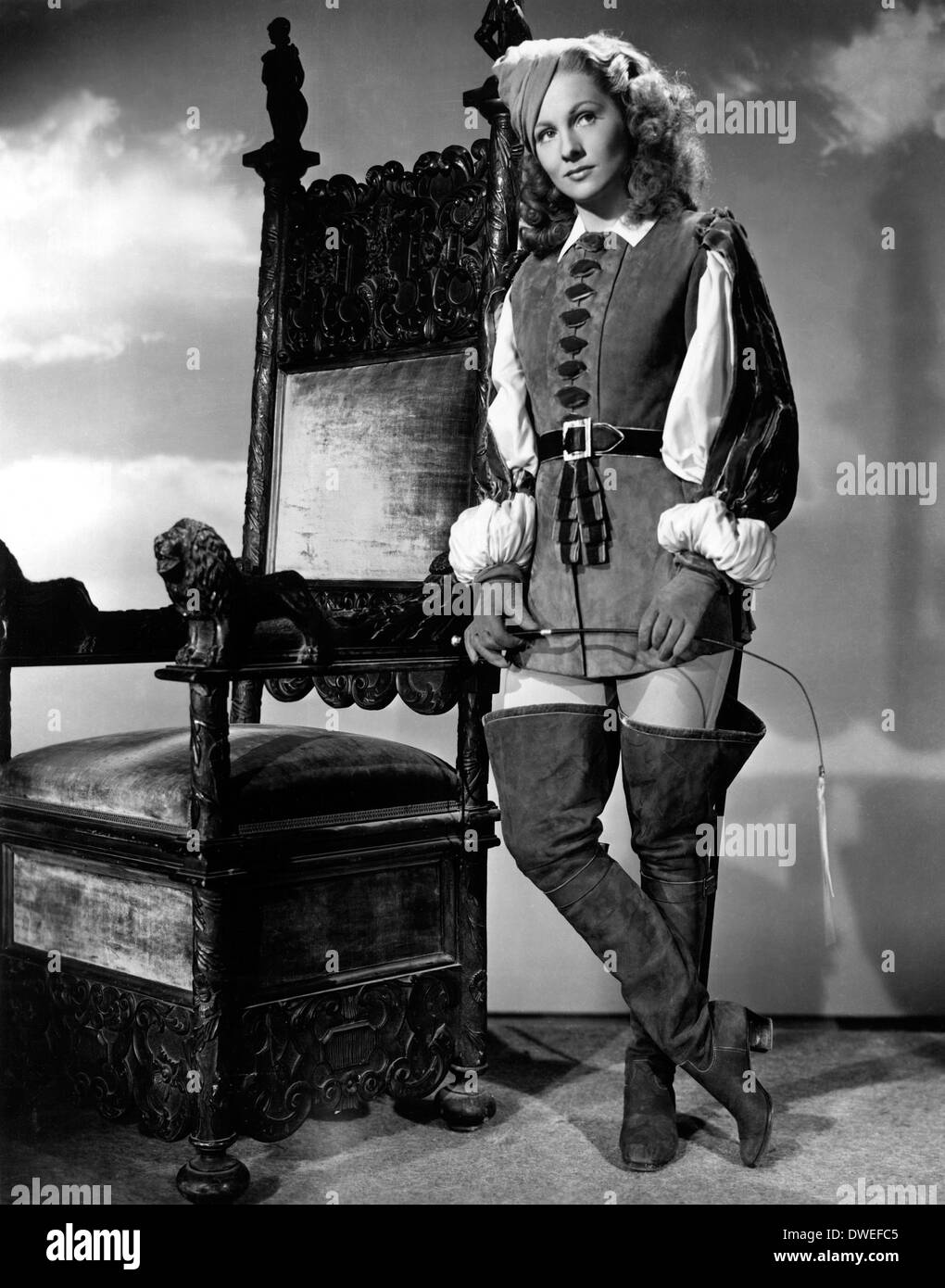 Joan Fontaine, am Set des Films "Frenchman es Creek" unter der Regie von Mitchell Leisen, 1944 Stockfoto