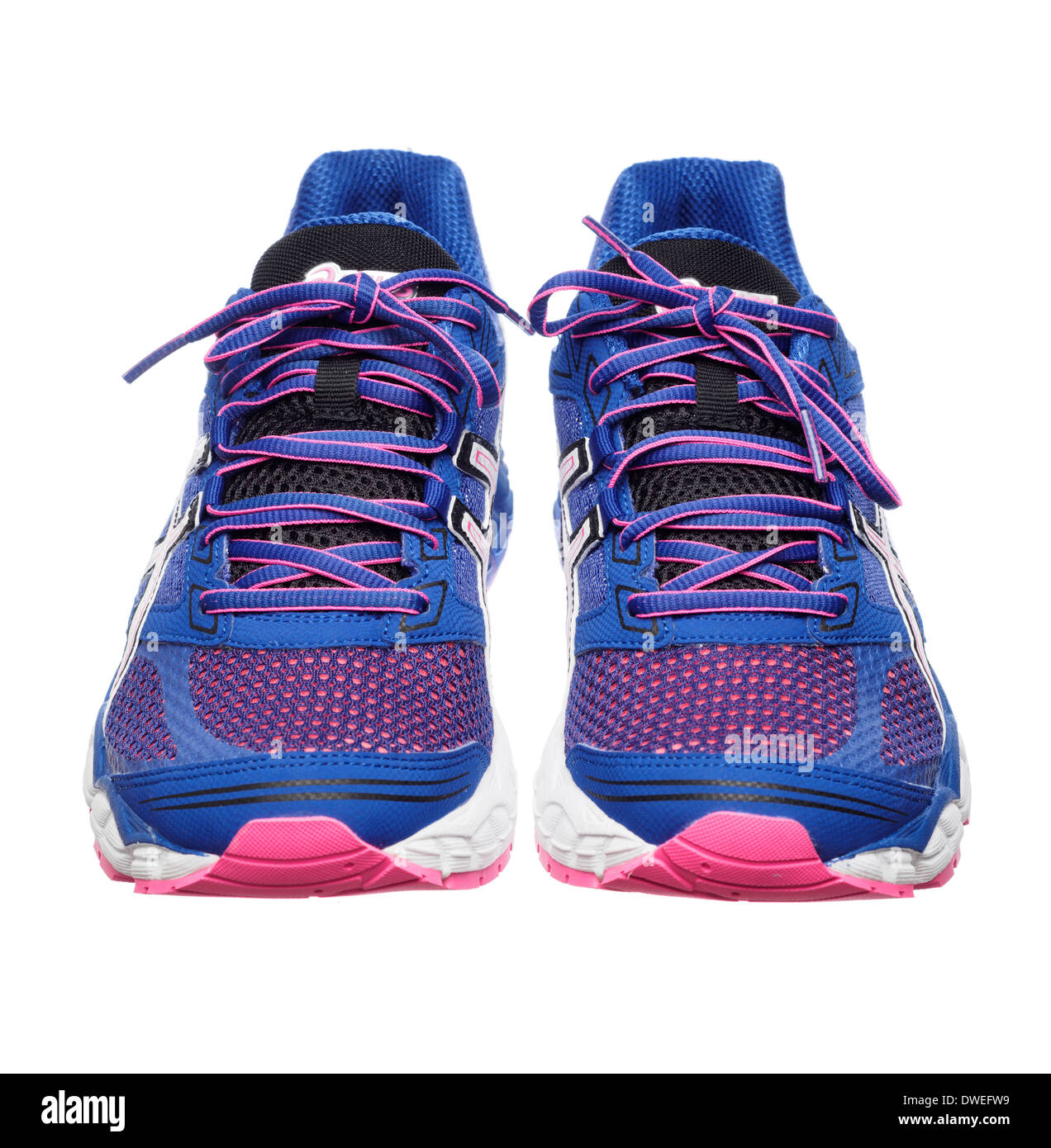 Blau und rosa Asics Gel Puls 5 Laufschuhe Stockfoto