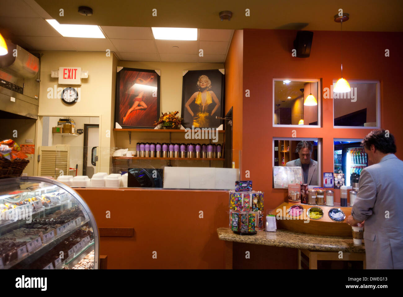 Coffee-Shop, Hollywood Boulevard, Hollywood, Los Angeles, California, Vereinigte Staaten von Amerika Stockfoto