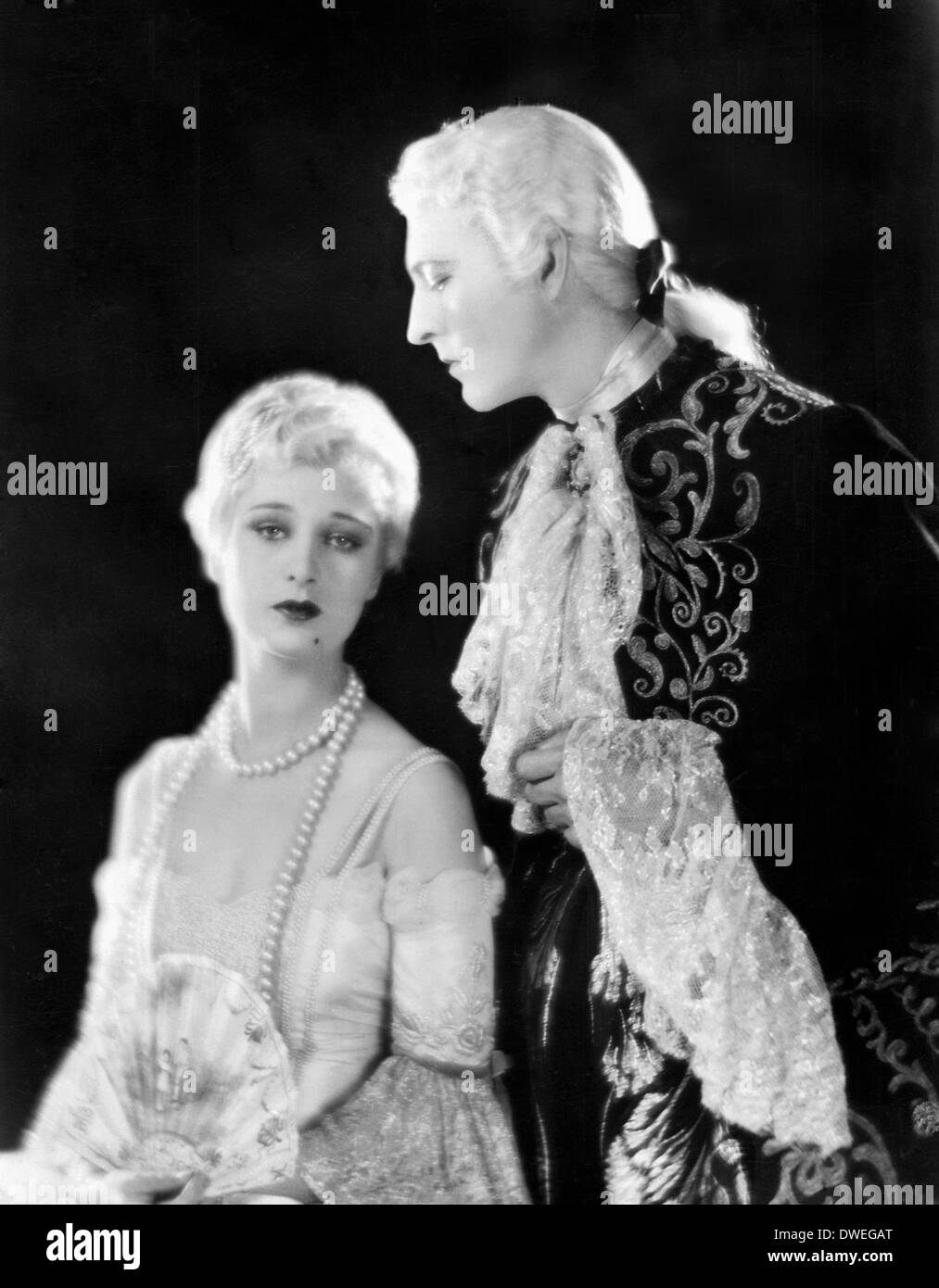 Dolores Costello und John Barrymore, am Set des Stummfilms, "Wenn ein Mann liebt" unter der Regie von Alan Crosland, 1926 Stockfoto