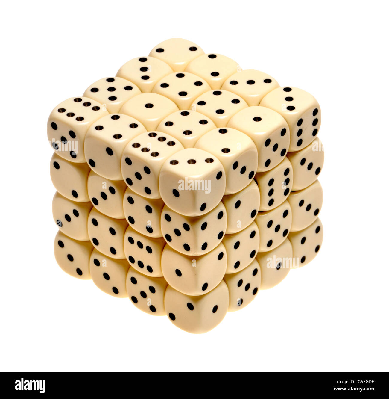 Cube von 64 Würfel Stockfoto