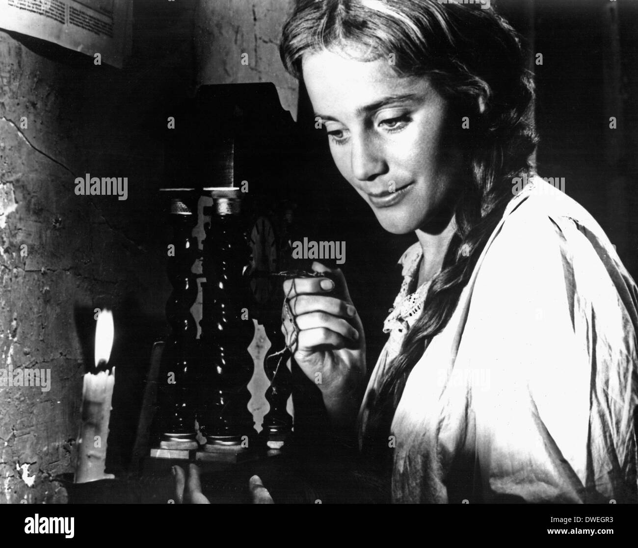 Maria Schell, am Set des Films, "Gervaise" unter der Regie von René Clément, Nahaufnahme, 1956 Stockfoto