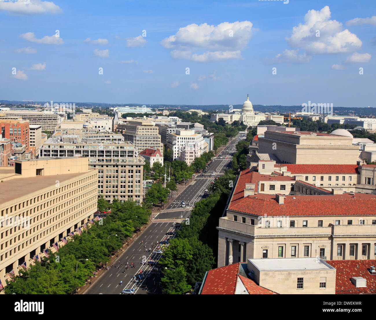 Washington DC, Pennsylvania Avenue, Luftbild Stockfoto
