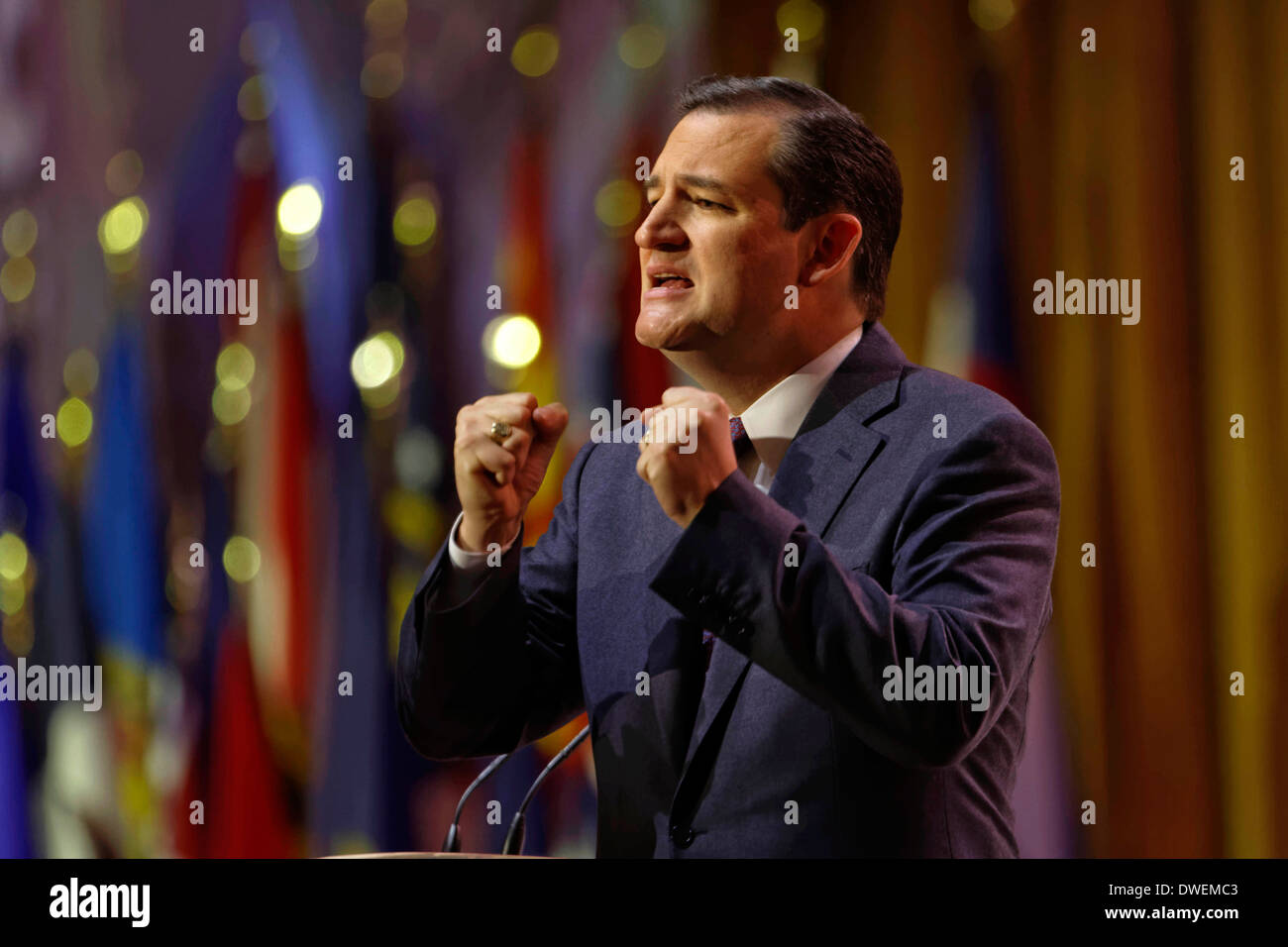 Der republikanische Senator Ted Cruz von Texas spricht bei einer Adresse Delegierten CPAC. Stockfoto