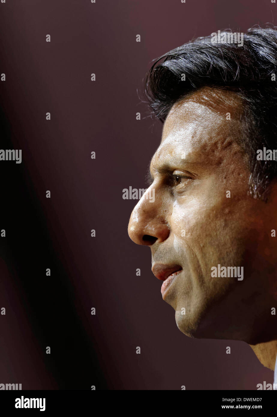 Louisiana Gouverneur Bobby Jindal hält eine Rede auf der Konferenz 2014 CPAC in National Harbor, Maryland 7. März 2014. Stockfoto