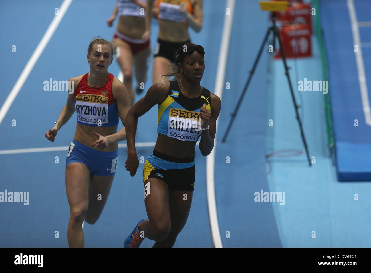 Sopot, Polen 7. März 2014 IAAF World Indoor Championships Sopot 2014. Susane Miller (BAH) dich während der 400 Meter laufen Credit: Michal Fludra/Alamy Live News Stockfoto