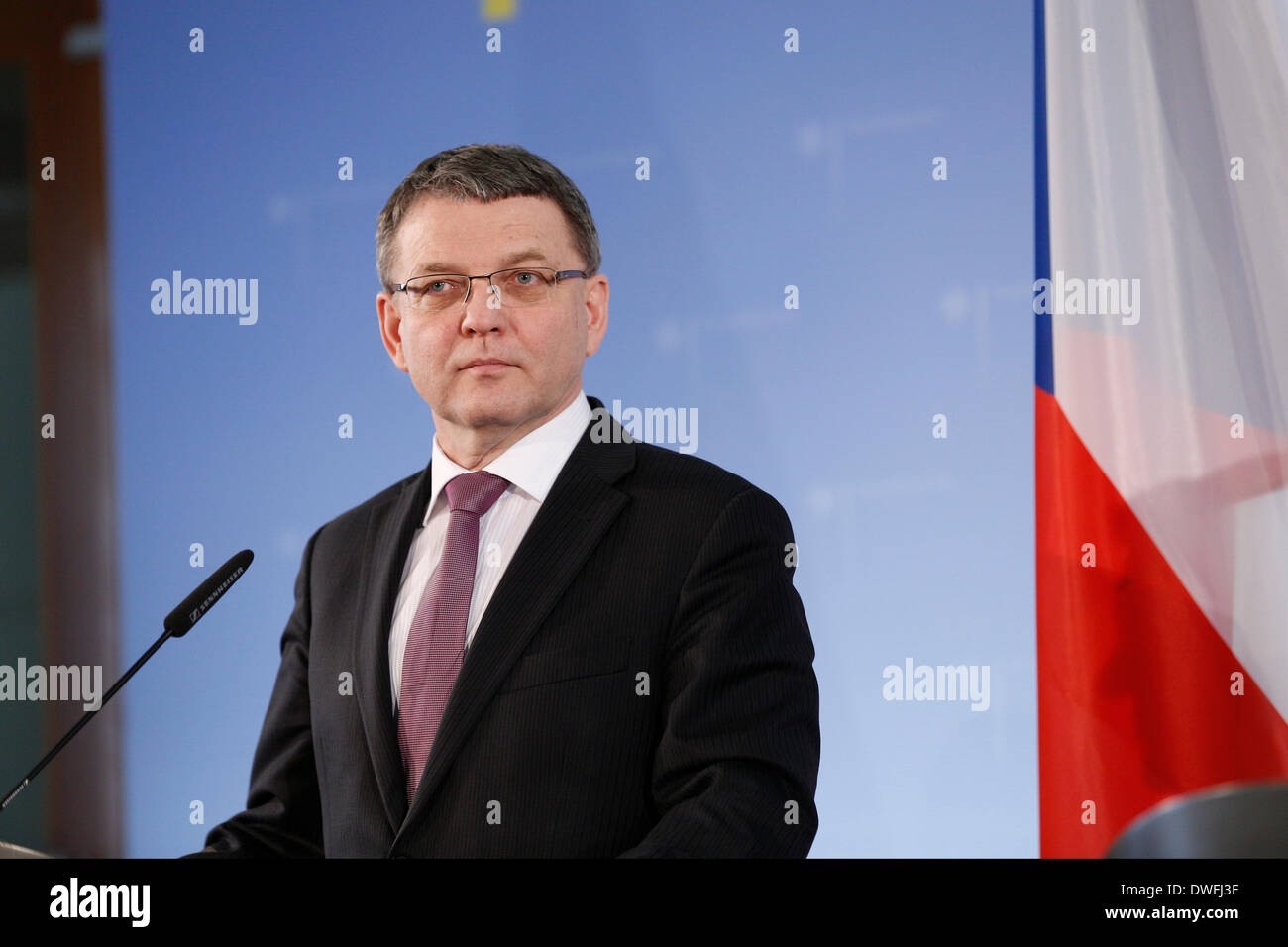 Berlin, Deutschland. 07., März 2014. Außenminister Steinmeier trifft der tschechische Außenminister, Lubomir Zaor‡lek für Gespräche im Auswärtigen Amt in Berlin. Die Gespräche waren neben der Deutsch-Tschechischen Beziehungen, gemeinsamen Themen im Zusammenhang mit der Europäischen Union sowie aktuelle Entwicklungen in der internationalen Politik, insbesondere der EU-östliche Nachbarschaft, Stand auf der Tagesordnung. / Bild: Lubomir Zaor‡lek, tschechischer Außenminister. Stockfoto