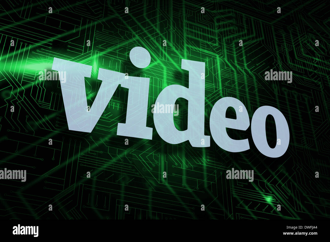 Video gegen grüne und schwarze Platine Stockfoto