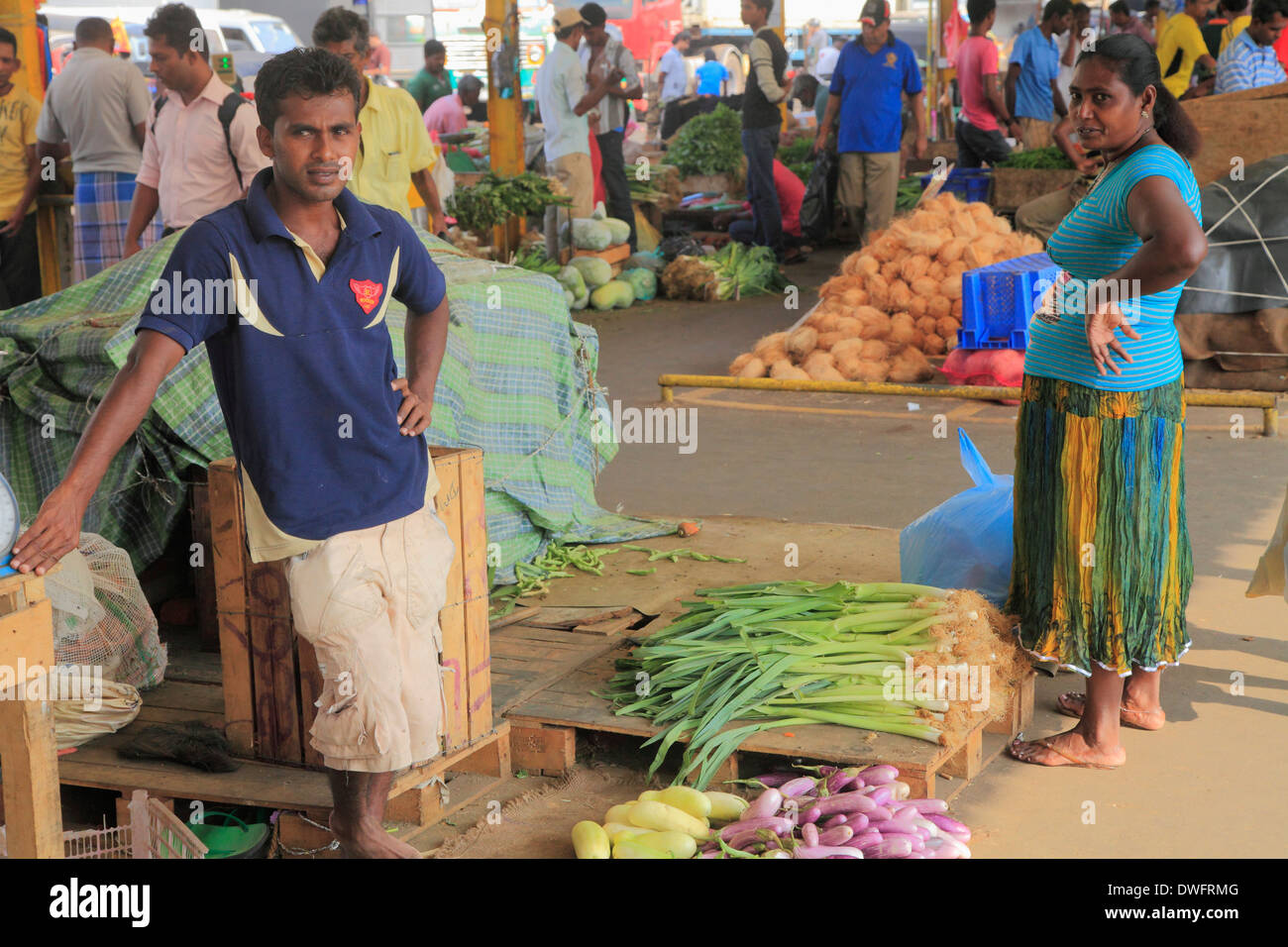 Sri Lanka; Colombo, Pettah, Markt, Essen, Menschen, Stockfoto