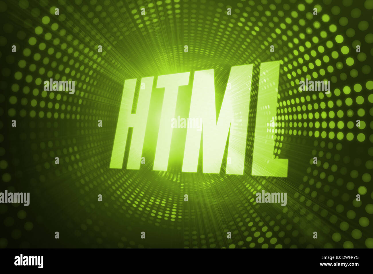 HTML gegen grüne Pixel Spirale Stockfoto