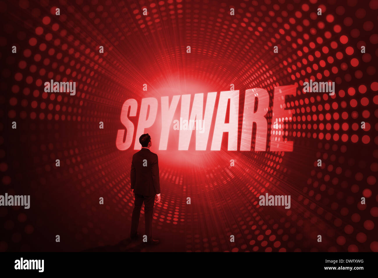 Spyware gegen rote Pixel Spirale Stockfoto