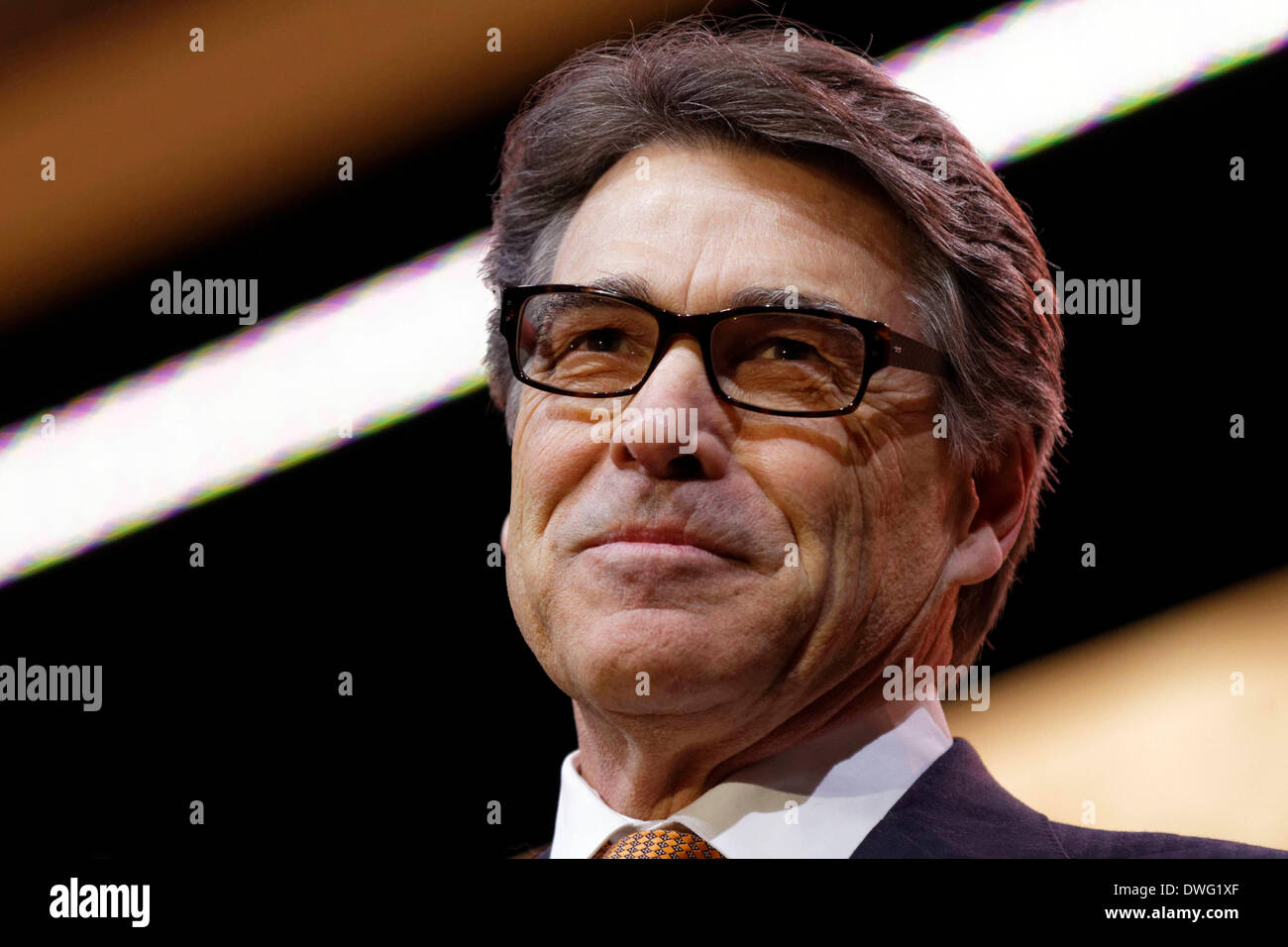 National Harbor, Maryland, USA. 7. März 2014. Texanischer Gouverneur Rick Perry spricht während einer Adresse Delegierten bei konservativen politischen Aktion Konferenz (CPAC). Bildnachweis: Trevor Collens/Alamy Live-Nachrichten Stockfoto