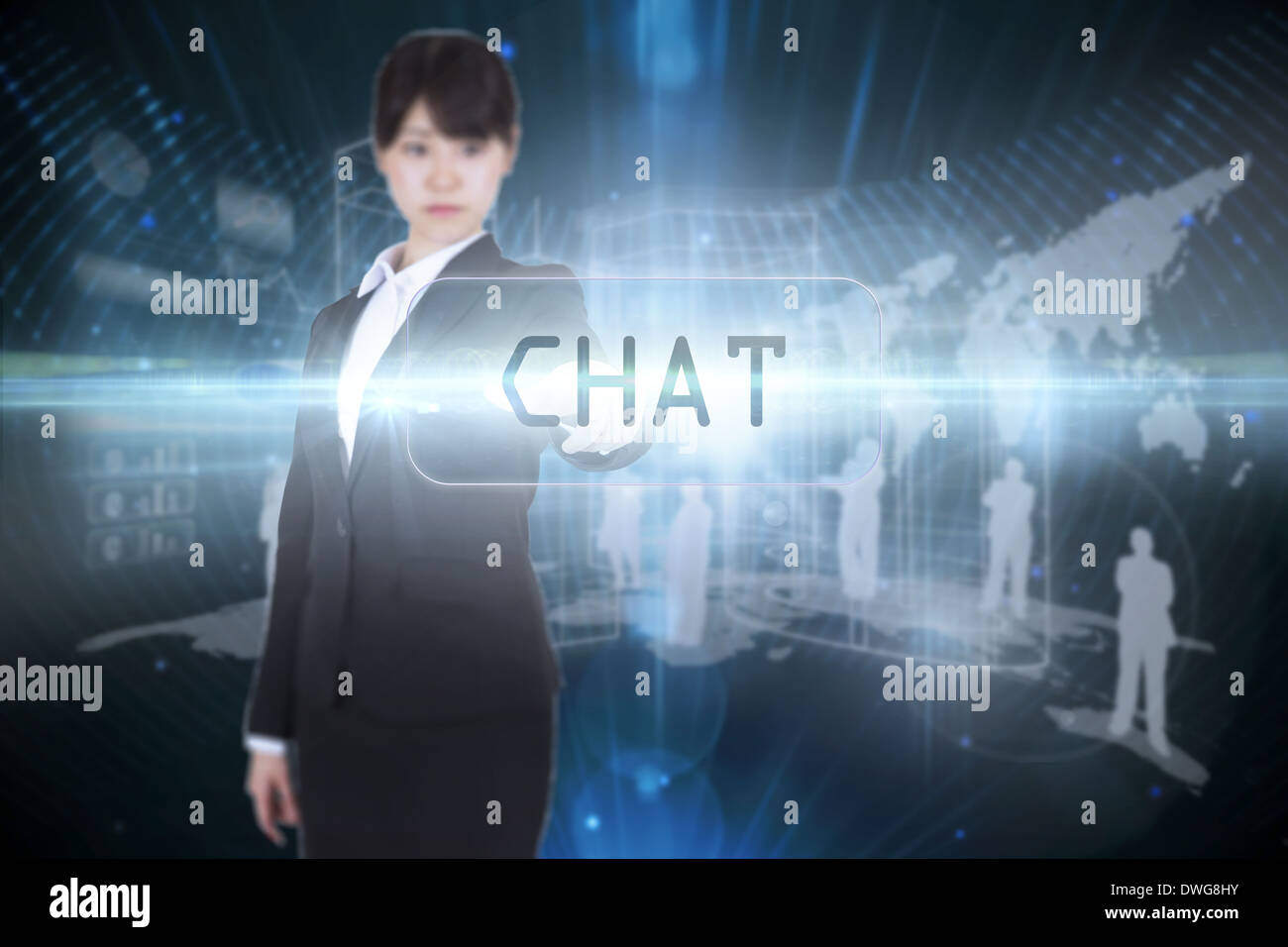 Chat auf futuristische schwarzen Hintergrund Stockfoto