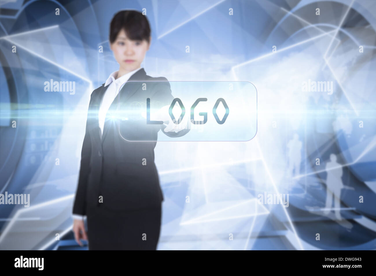 Logo gegen weiße abstrakte eckige design Stockfoto