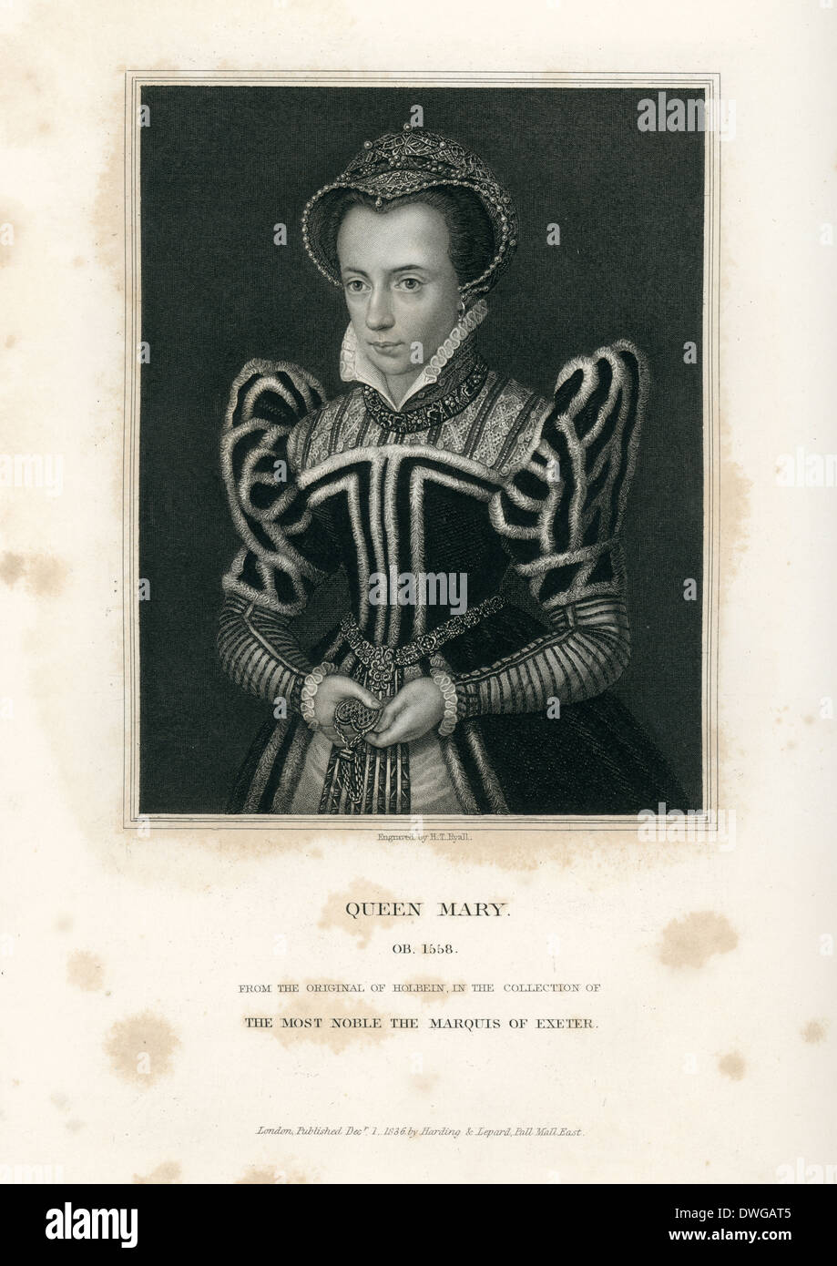 Porträt von Königin Mary Tudor, nach Holbain, 1536 Stockfoto