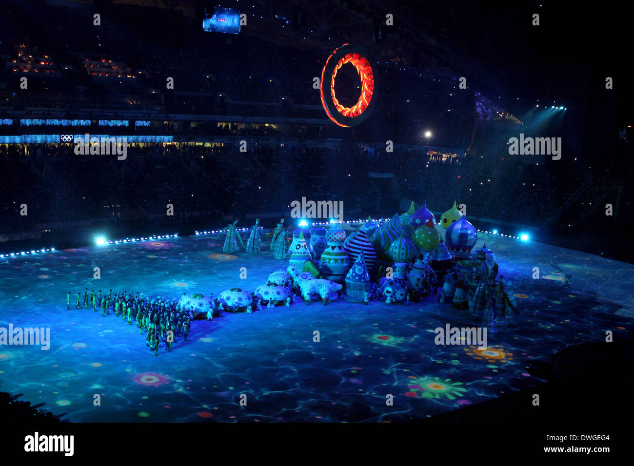 Sotschi, Russland - 7. Februar 2014: die Eröffnungsfeier der XXII. Olympischen Winterspiele im Stadion Fisht am 7. Februar 2014 Stockfoto