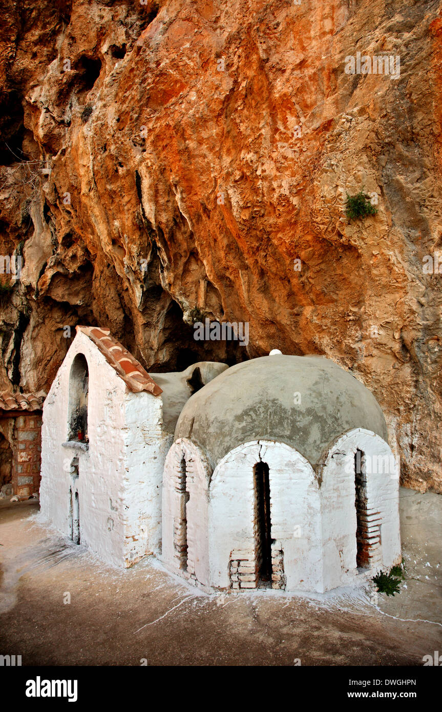 Das byzantinische Kloster Agios Demetrios (Avgo), Ermionida Gemeinde, Argolis (Argolis), Peloponnes, Griechenland. Stockfoto