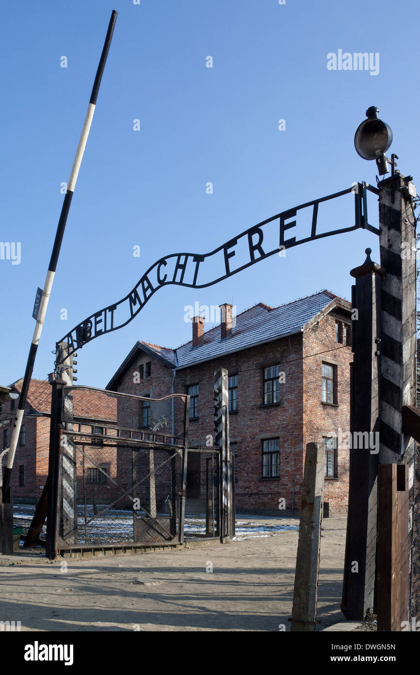 Eingang zu Auschwitz Nazi-Konzentrationslager - Polen Stockfoto