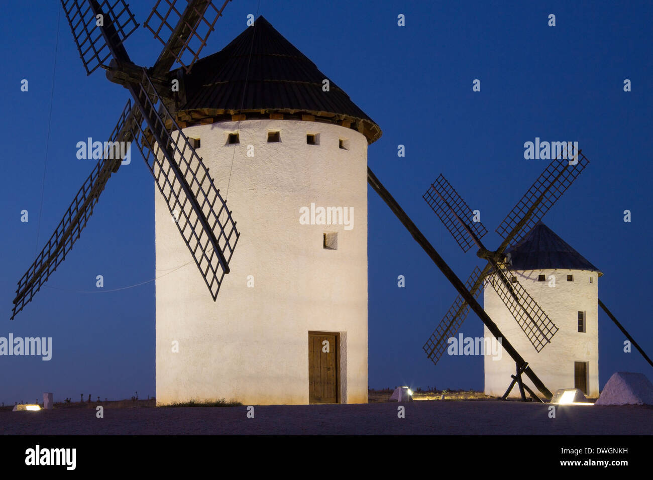 Windmühlen von Campo de Criptana in der Region La Mancha in Zentralspanien Stockfoto