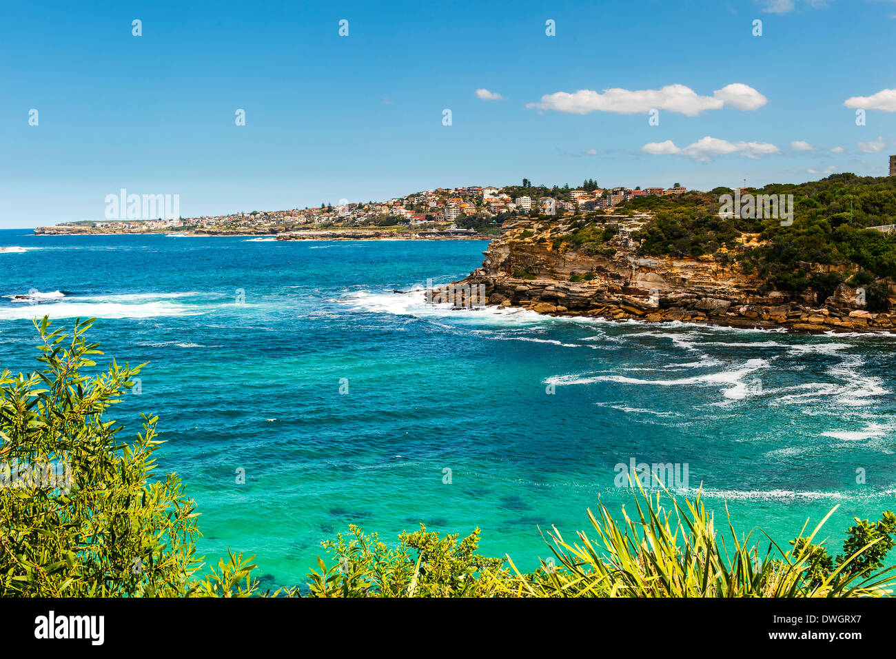 Die zerklüftete Küste am Bondi Beach, Coogee Beach Küstenweg in Sydney, Australien Stockfoto