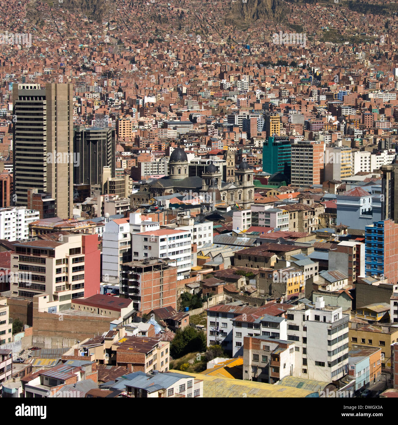 Die Stadt La Paz in Bolivien, Südamerika. Stockfoto