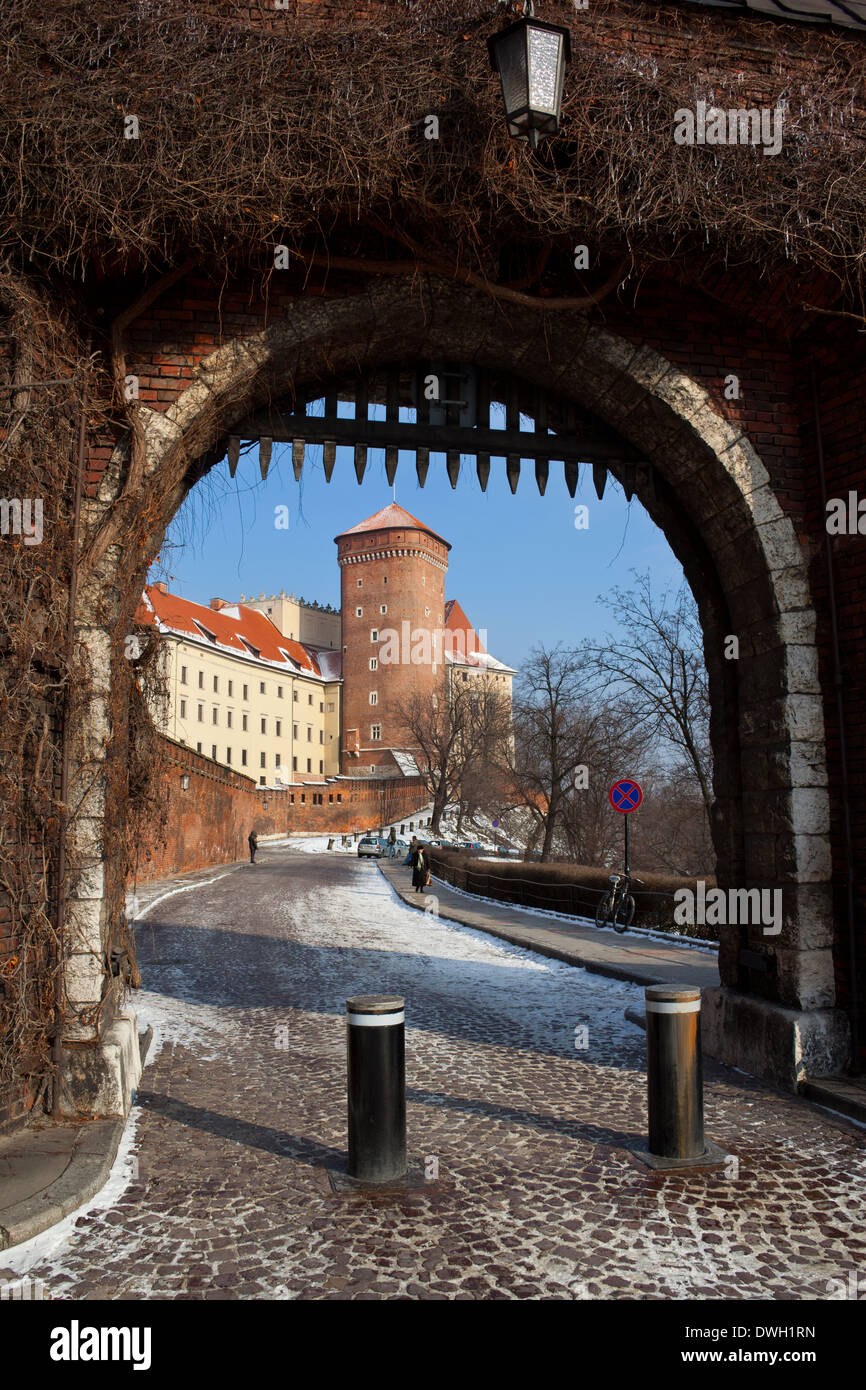 Fallgatter am Südtor von das Königsschloss auf dem Wawel-Hügel in der Stadt Krakau in Polen Stockfoto