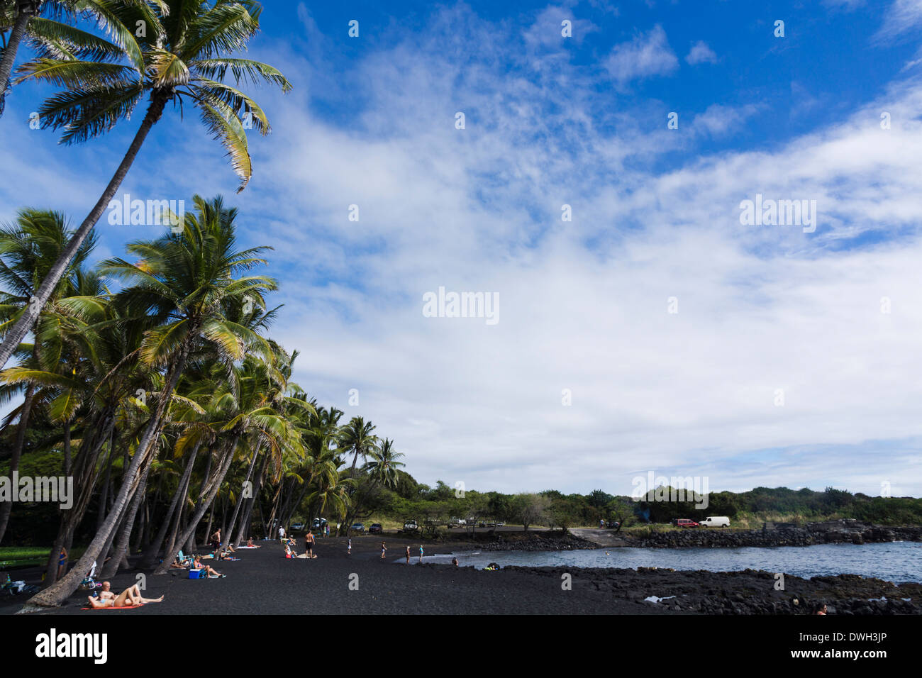 Punalu ' u Black Sand Beach. Big Island, Hawaii, USA. Stockfoto