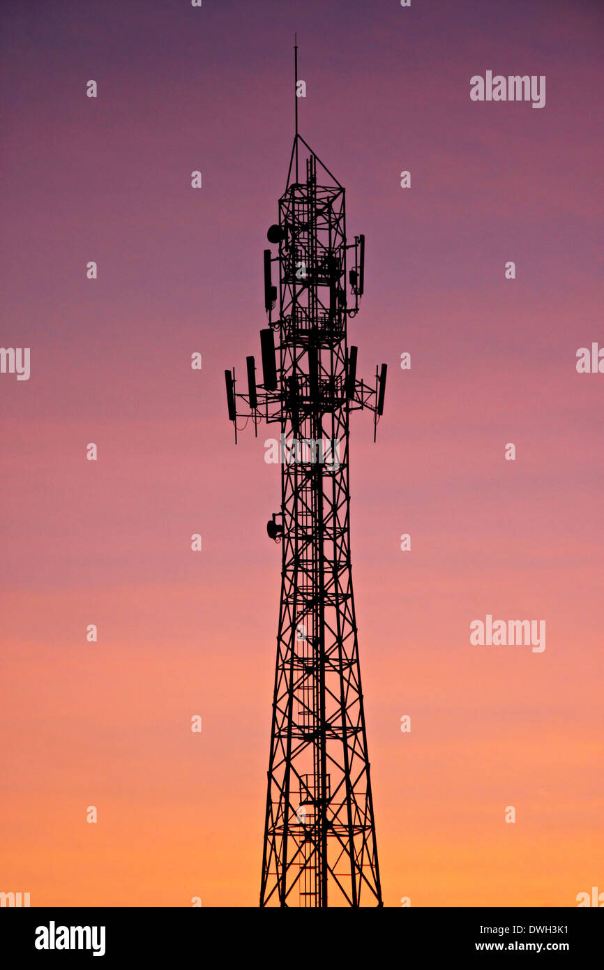 Antenne am Abend Abend Silhouette. Stockfoto