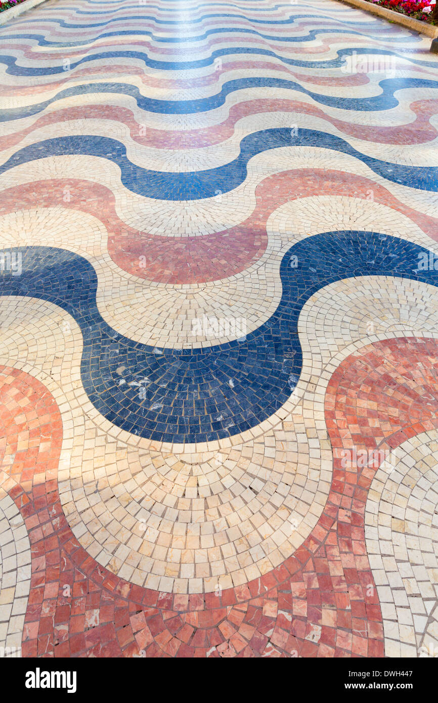 Alicante la Explanada de Espana Mosaik aus Marmor Fliesen Bodenbelag in Spanien Stockfoto