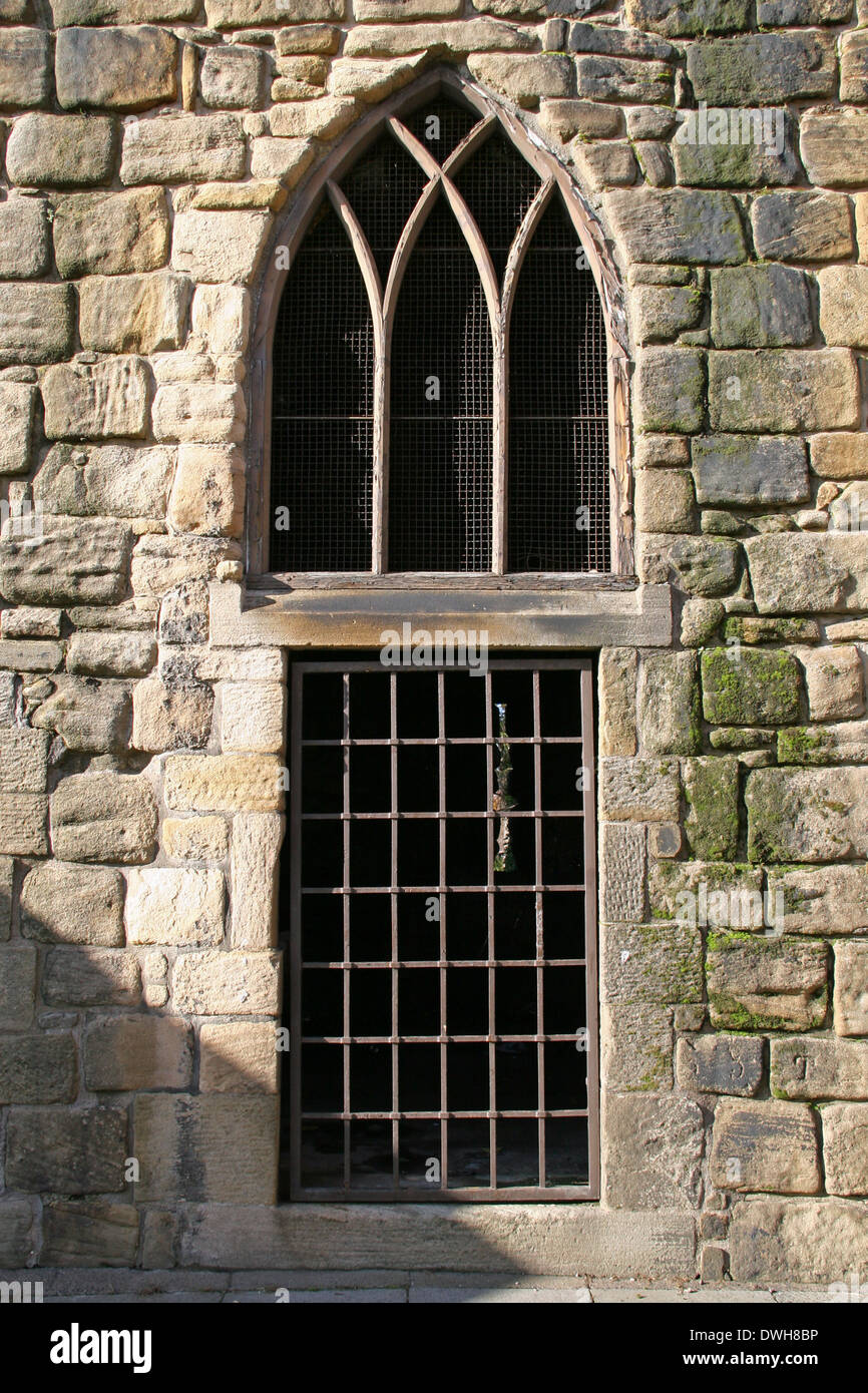 Detail eines Teils der Stadtmauer in Newcastle Upon Tyne Stockfoto