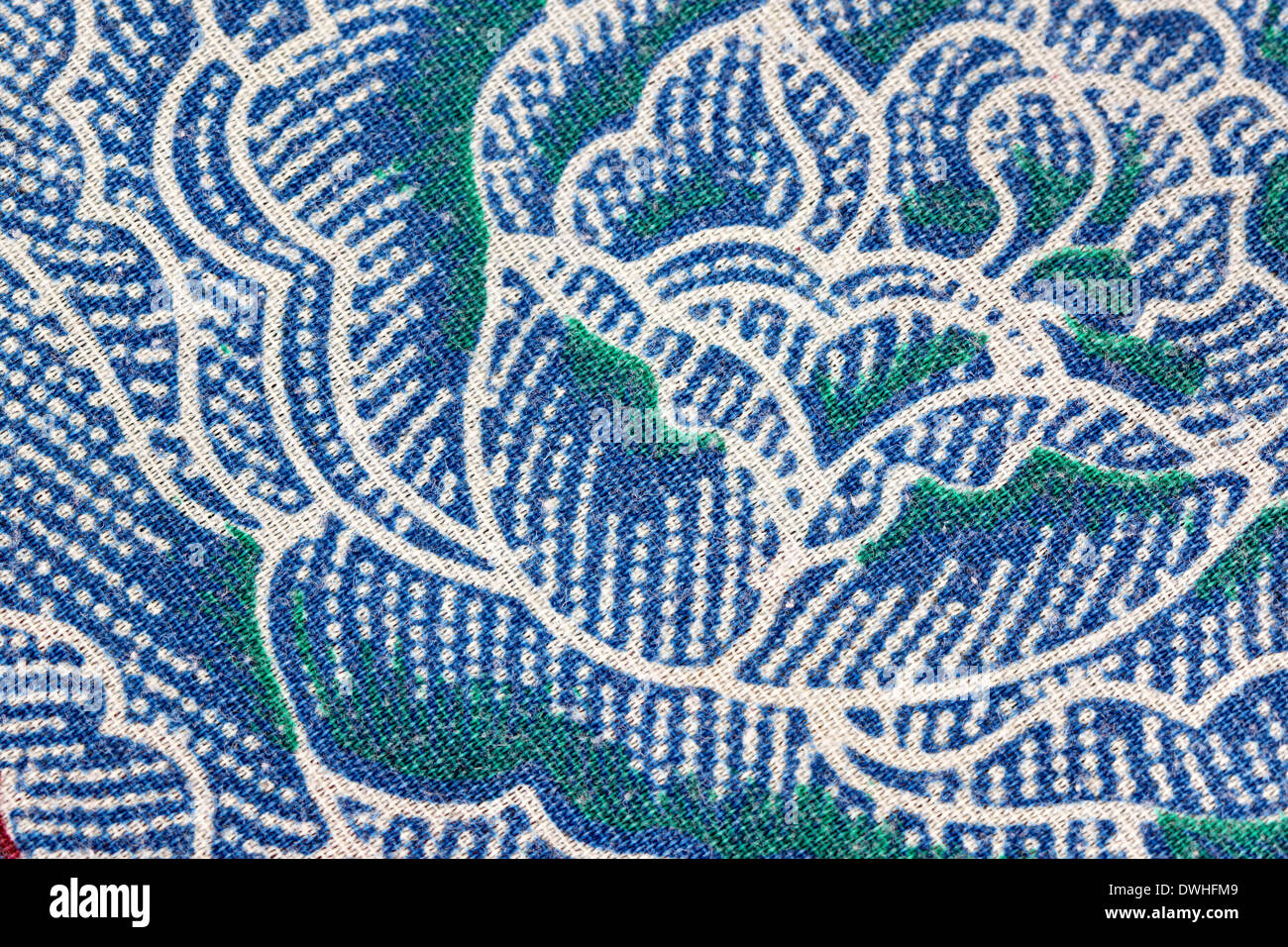 Thai Batik Sarong blaue Blume Muster für den Hintergrund. Stockfoto