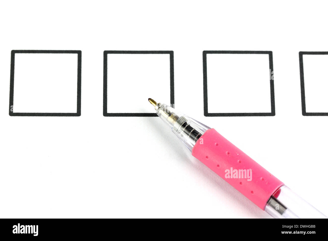 Wählen Sie Stift Punkt Checkbox auf weißem Hintergrund. Stockfoto