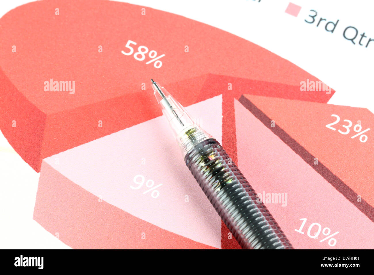 Closeup mechanischen Bleistift Punkt zu Punkt auf Business-Grafik. Stockfoto