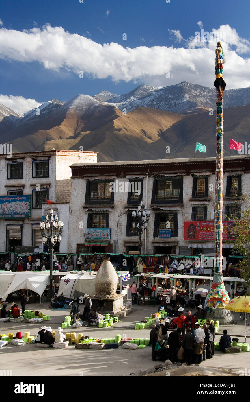 Die Barkhor in die Stadt Lhasa in Tibet (Tibet autonome Region von China). Stockfoto