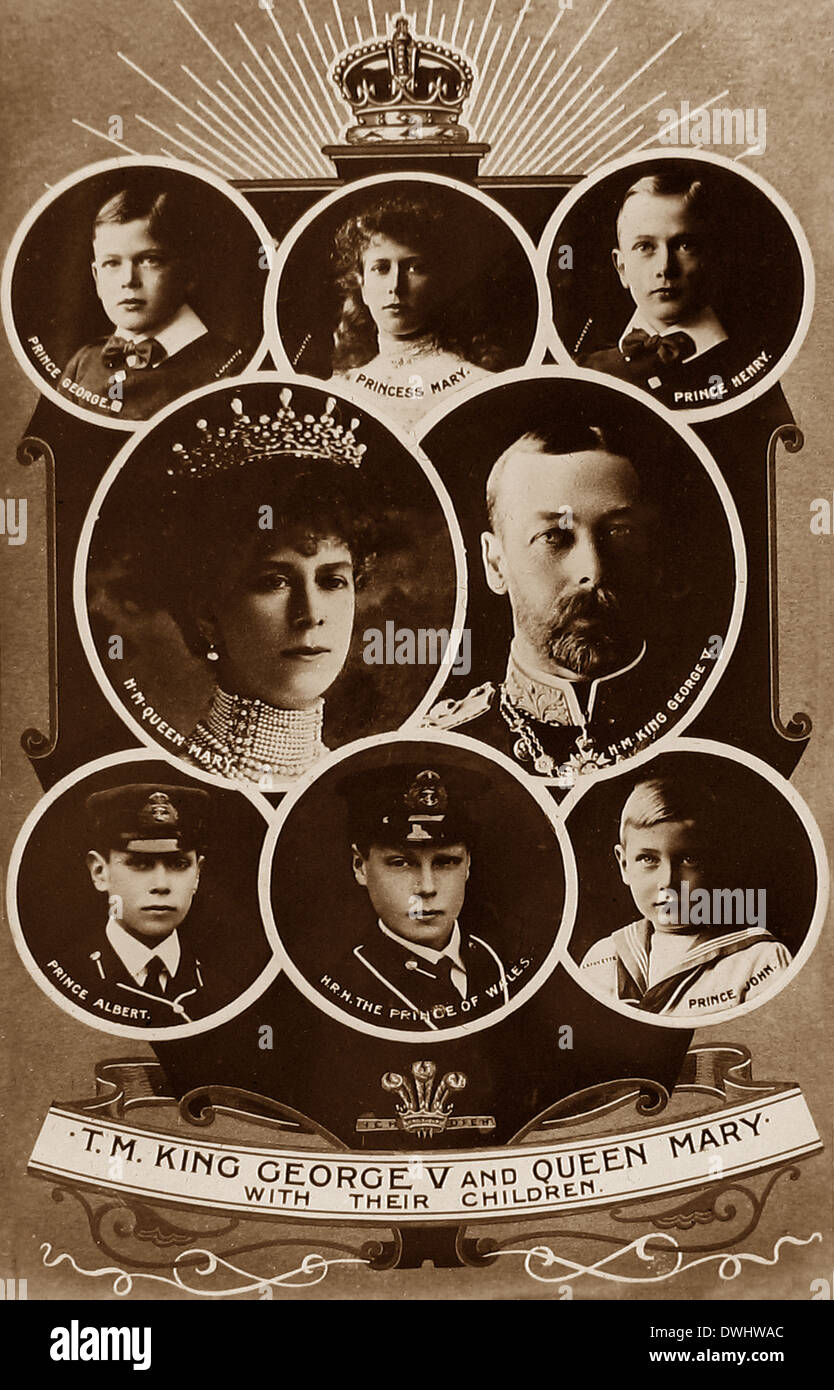 König George V Queen Mary und ihre Kinder Stockfoto