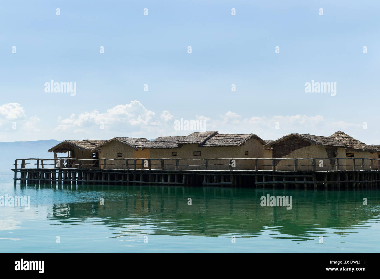 Museum auf dem Wasser in der Bucht von Knochen, Ohrid, Mazedonien Stockfoto
